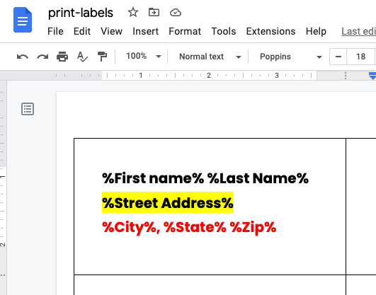 Print labels copy template