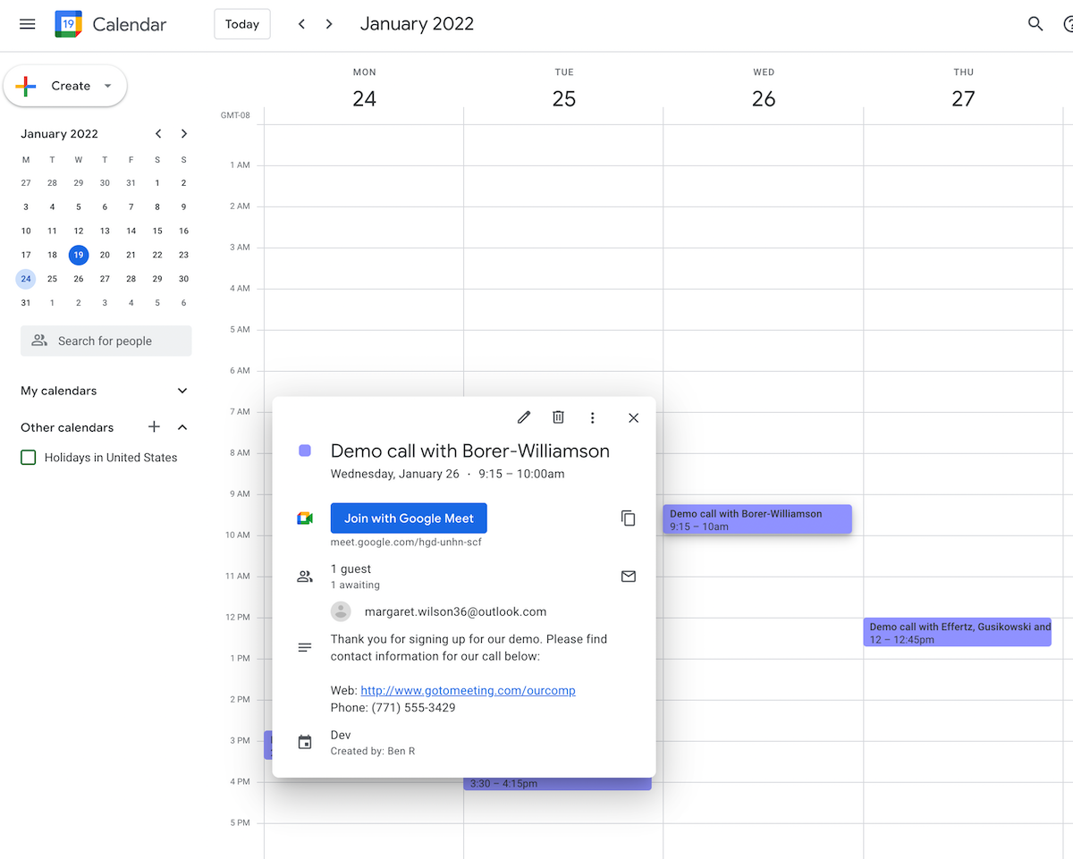 Create Google Calendar Events from Google Sheet | Ben Ronkin